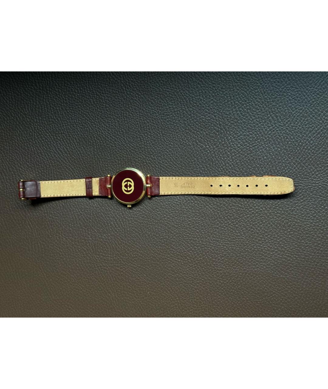 GUCCI Бордовые позолоченные часы, фото 3