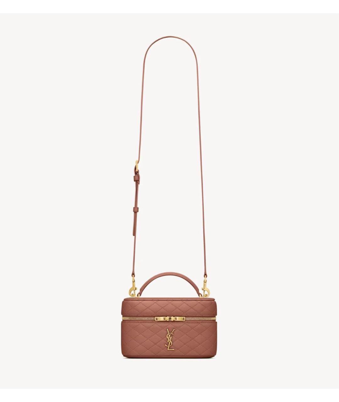 SAINT LAURENT Розовая кожаная сумка через плечо, фото 5