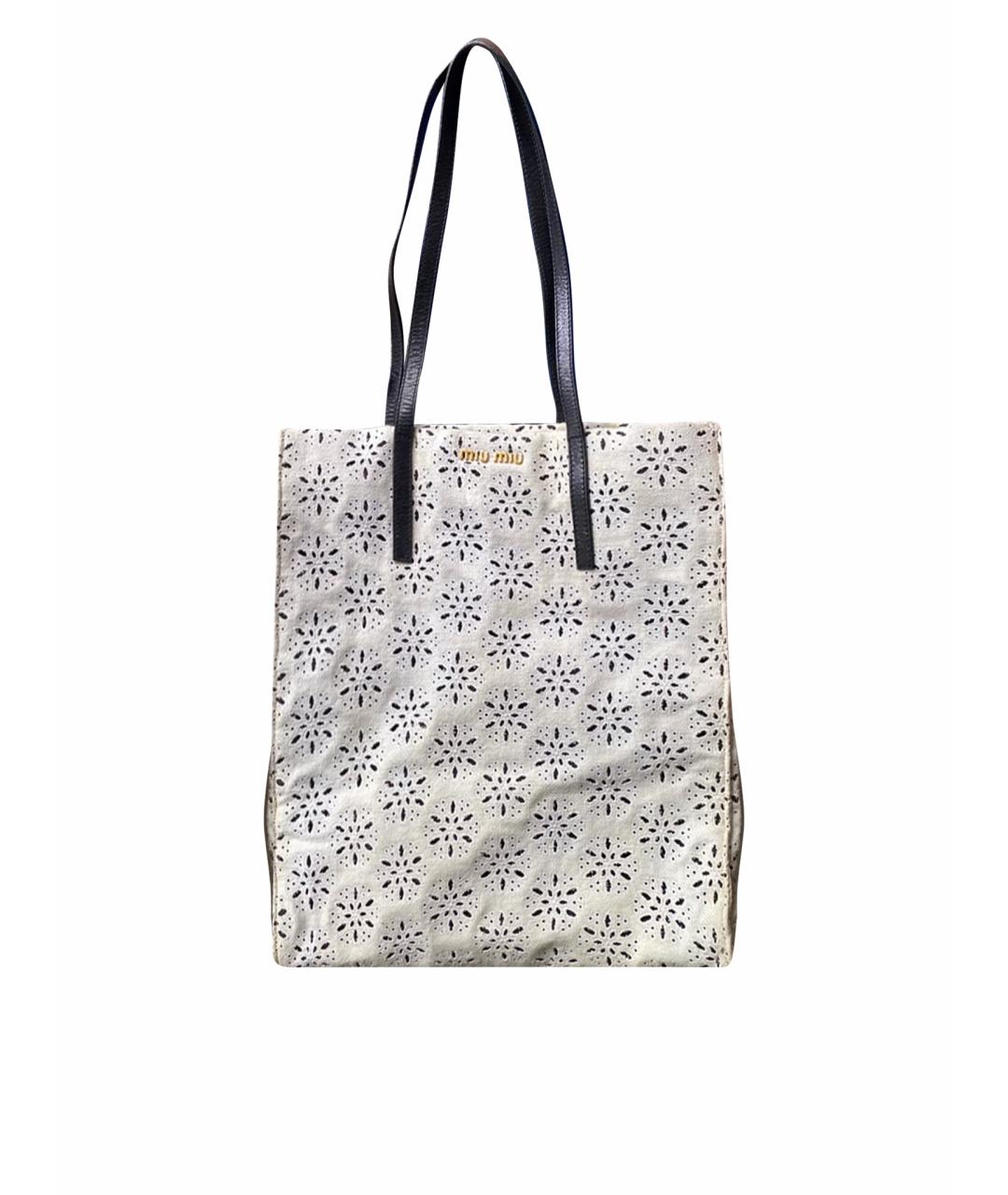 MIU MIU Белая кожаная сумка с короткими ручками, фото 1