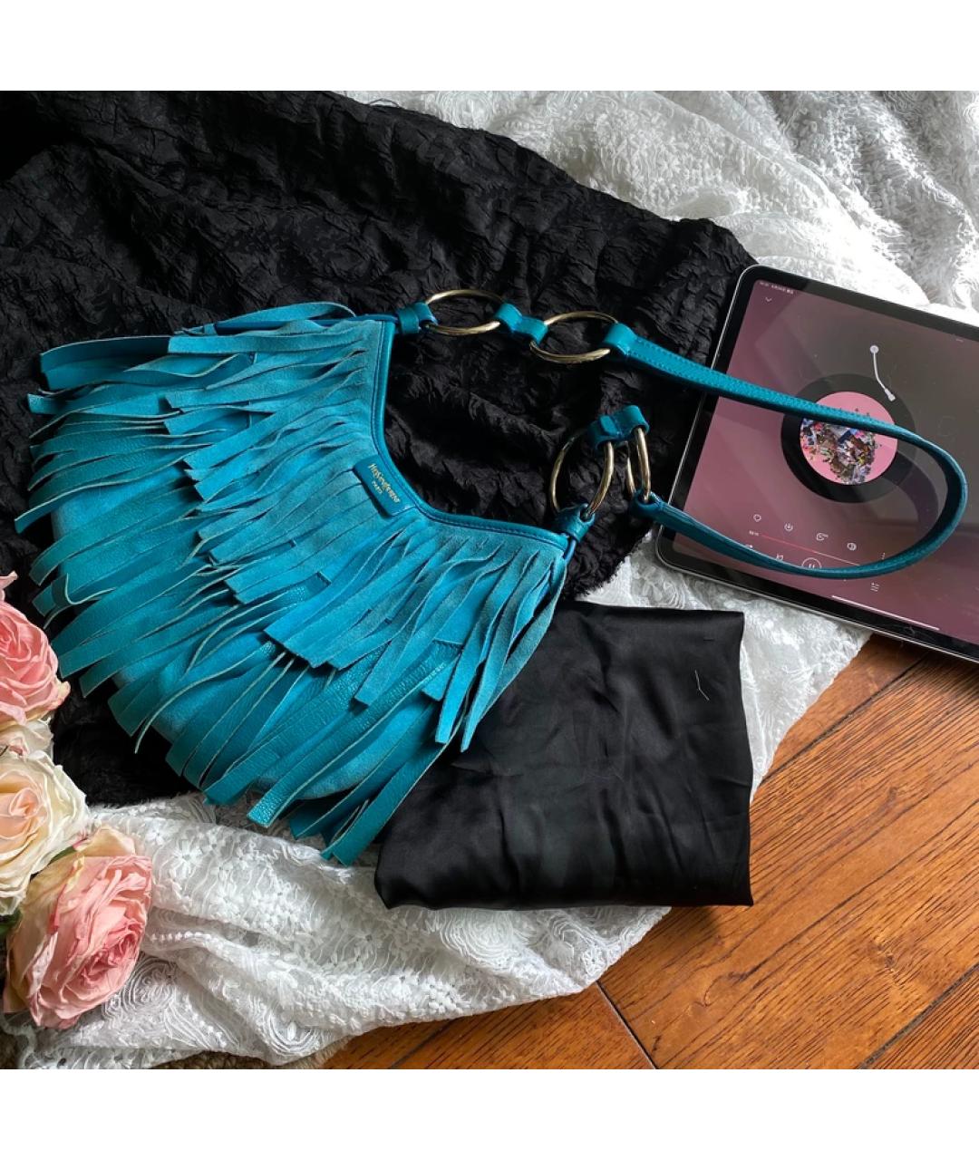 SAINT LAURENT Голубая сумка с короткими ручками, фото 3