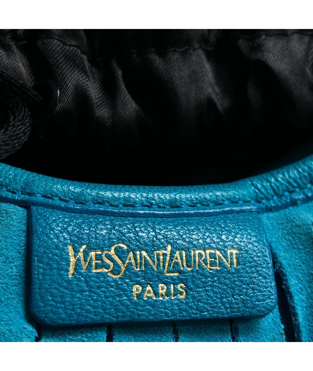 SAINT LAURENT Голубая сумка с короткими ручками, фото 2