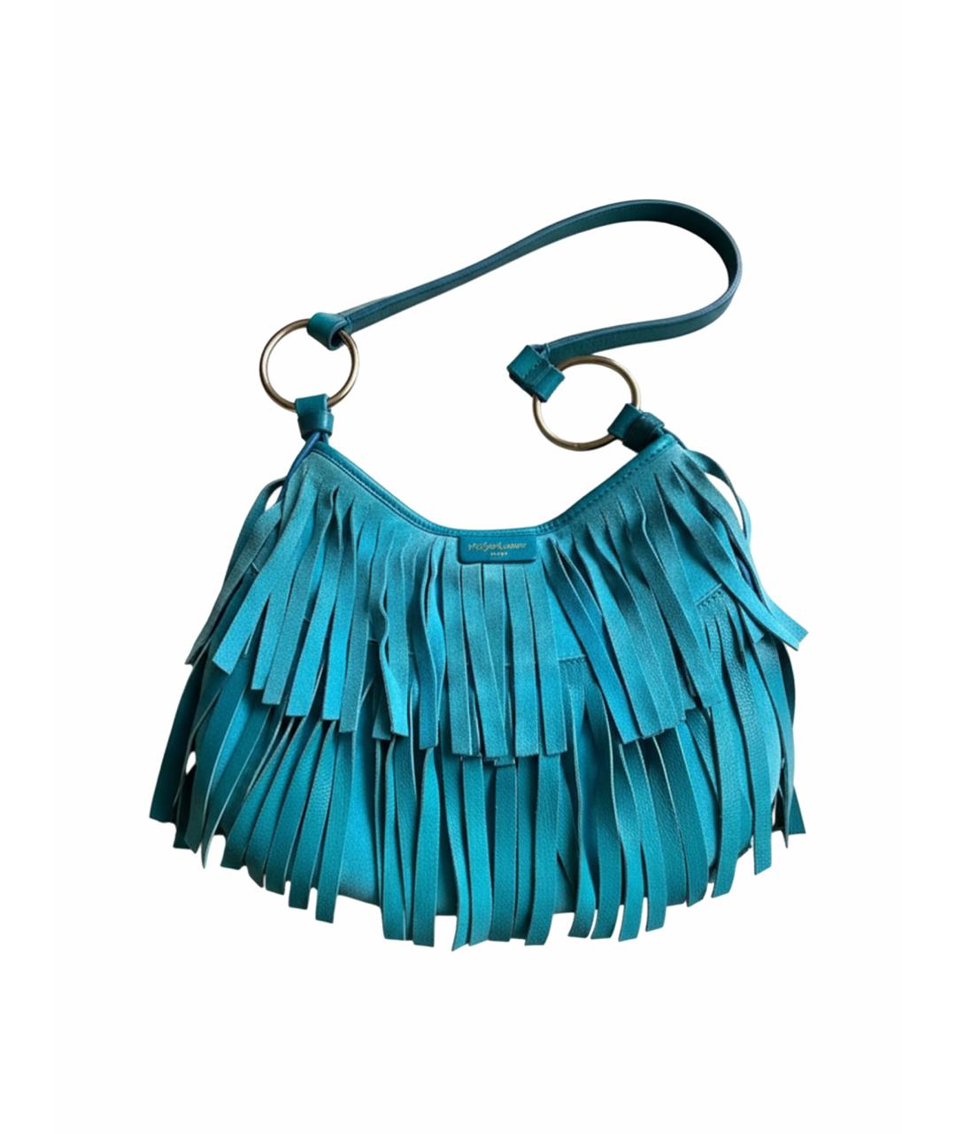 SAINT LAURENT Голубая сумка с короткими ручками, фото 1