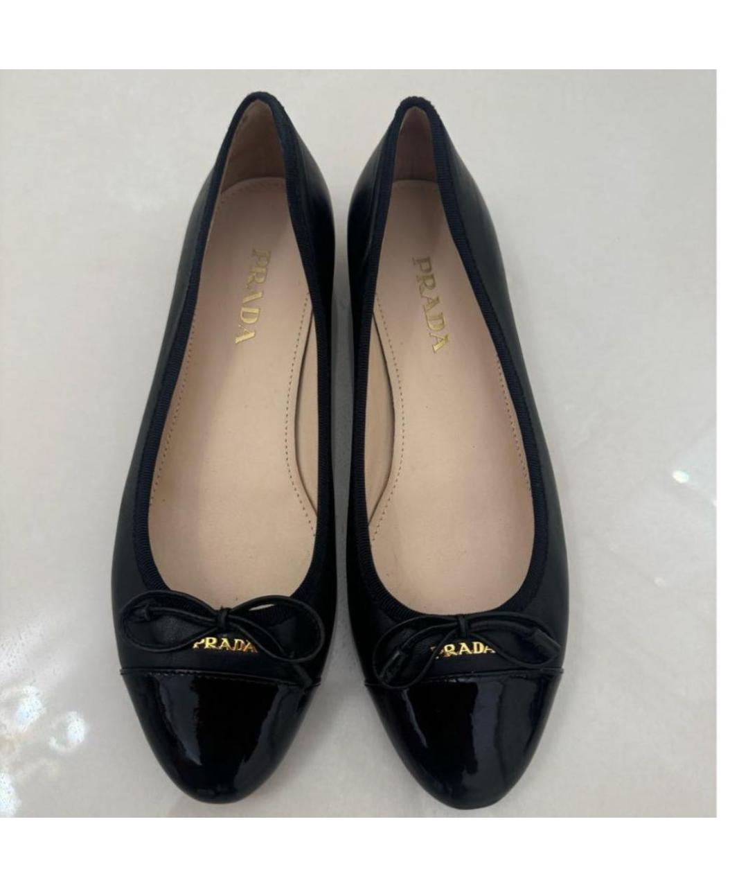 PRADA Черные кожаные балетки, фото 2