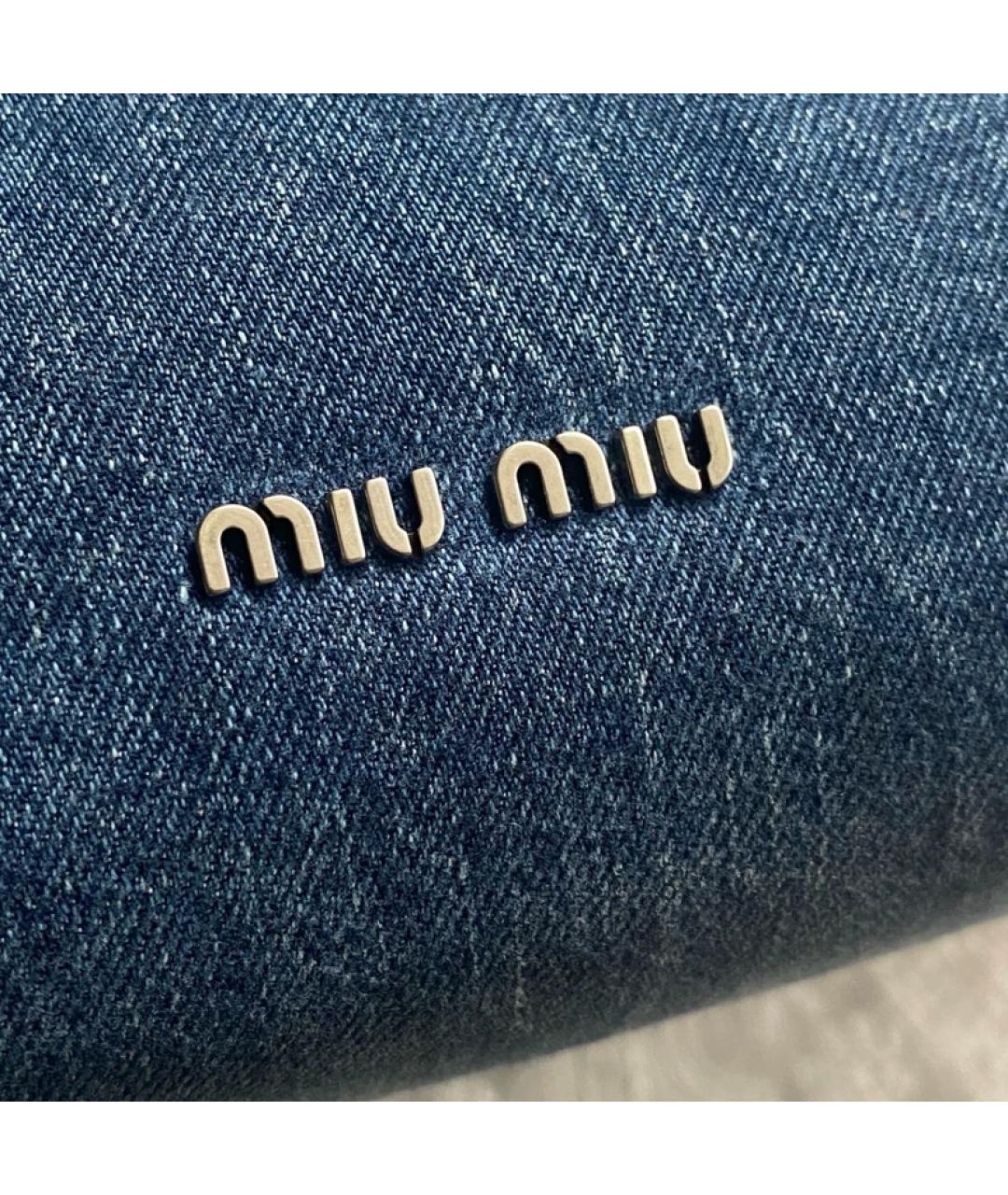 MIU MIU Синяя бархатная сумка с короткими ручками, фото 6