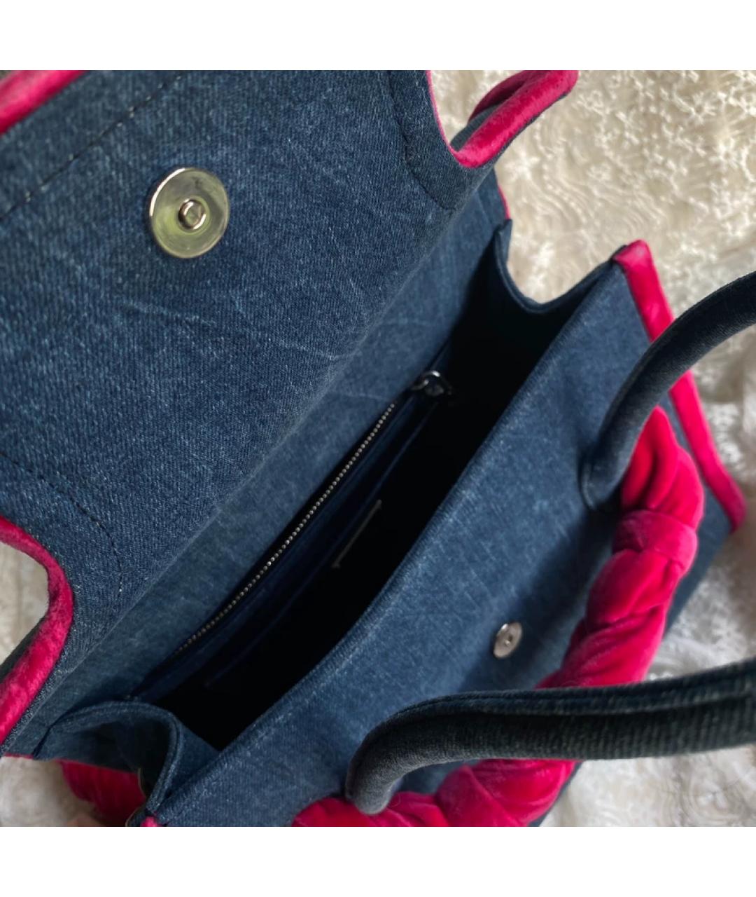 MIU MIU Синяя бархатная сумка с короткими ручками, фото 3