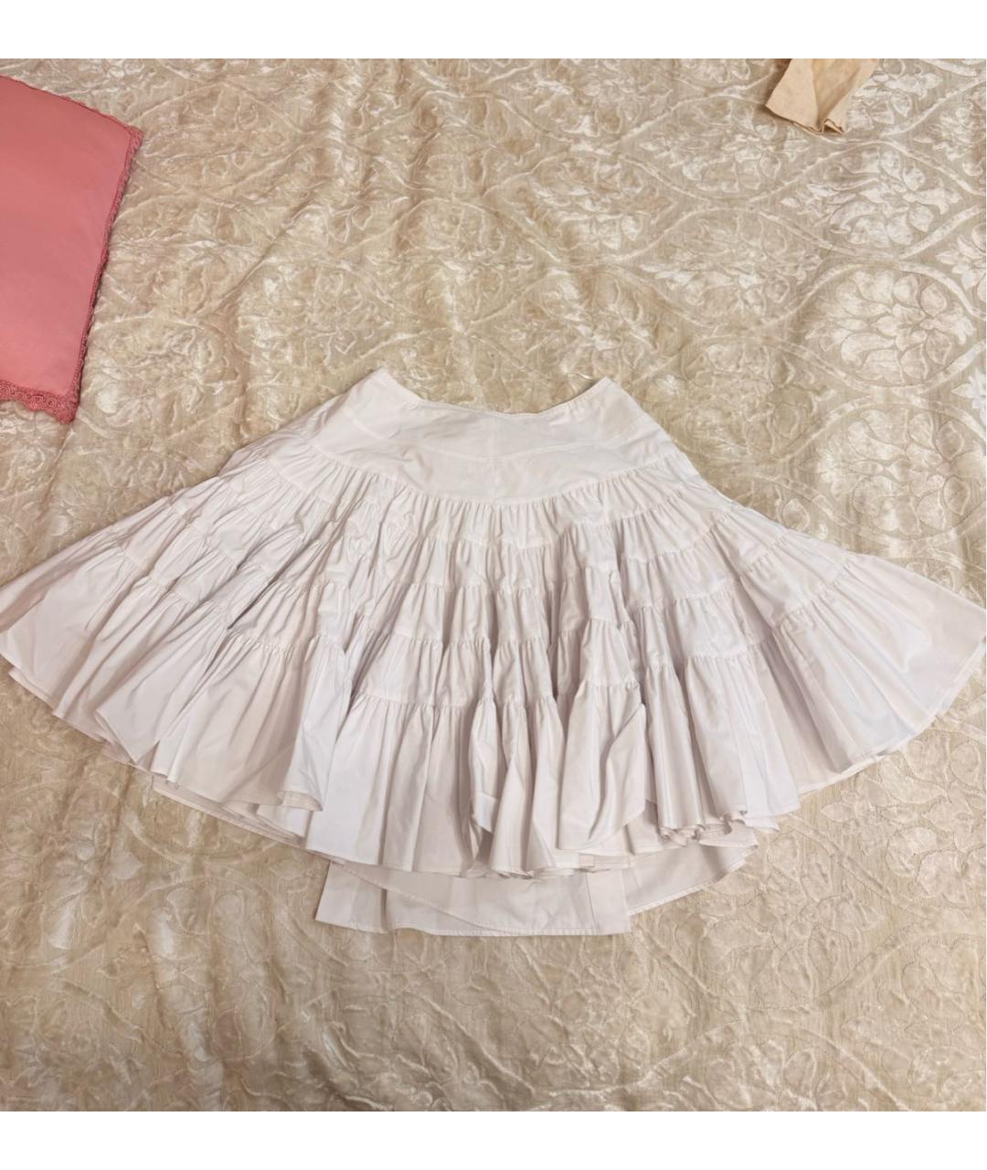ALAIA Белая хлопковая юбка мини, фото 2