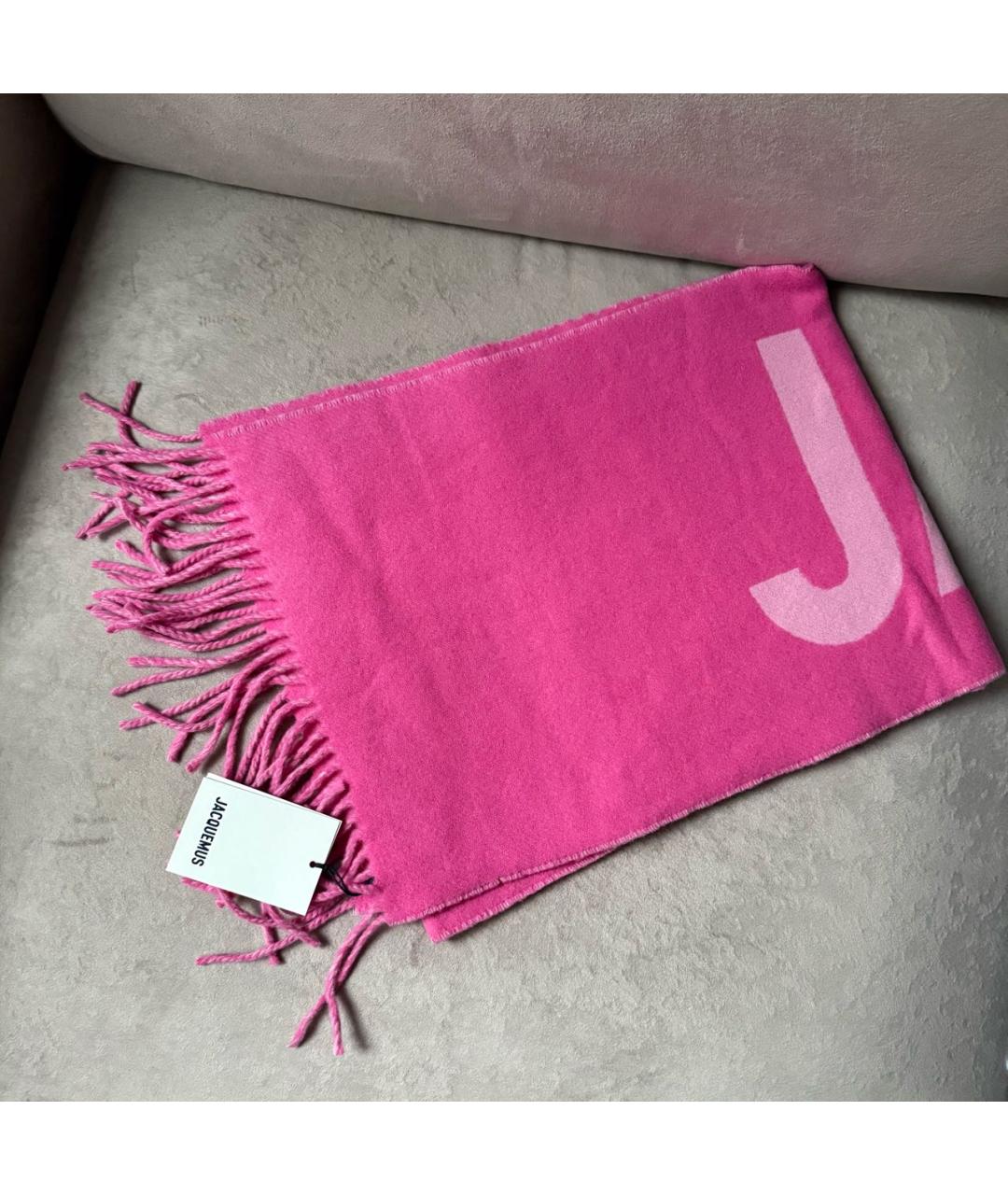 JACQUEMUS Розовый шерстяной шарф, фото 2