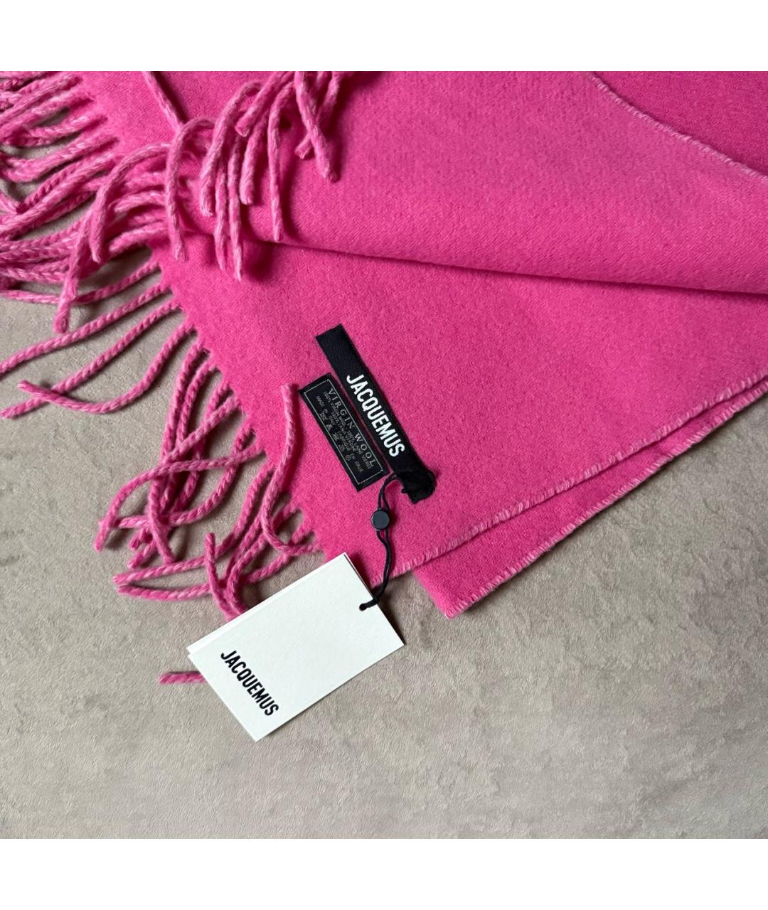 JACQUEMUS Розовый шерстяной шарф, фото 3