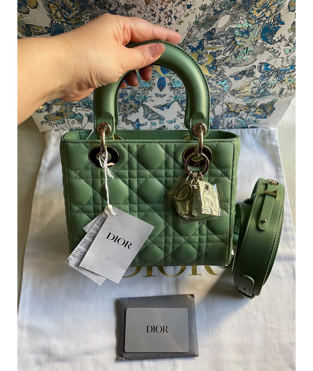 CHRISTIAN DIOR Зеленая кожаная сумка тоут, фото 7