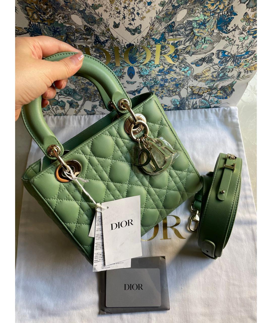 CHRISTIAN DIOR Зеленая кожаная сумка тоут, фото 2