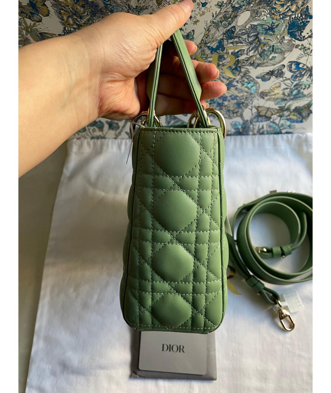 CHRISTIAN DIOR Зеленая кожаная сумка тоут, фото 5