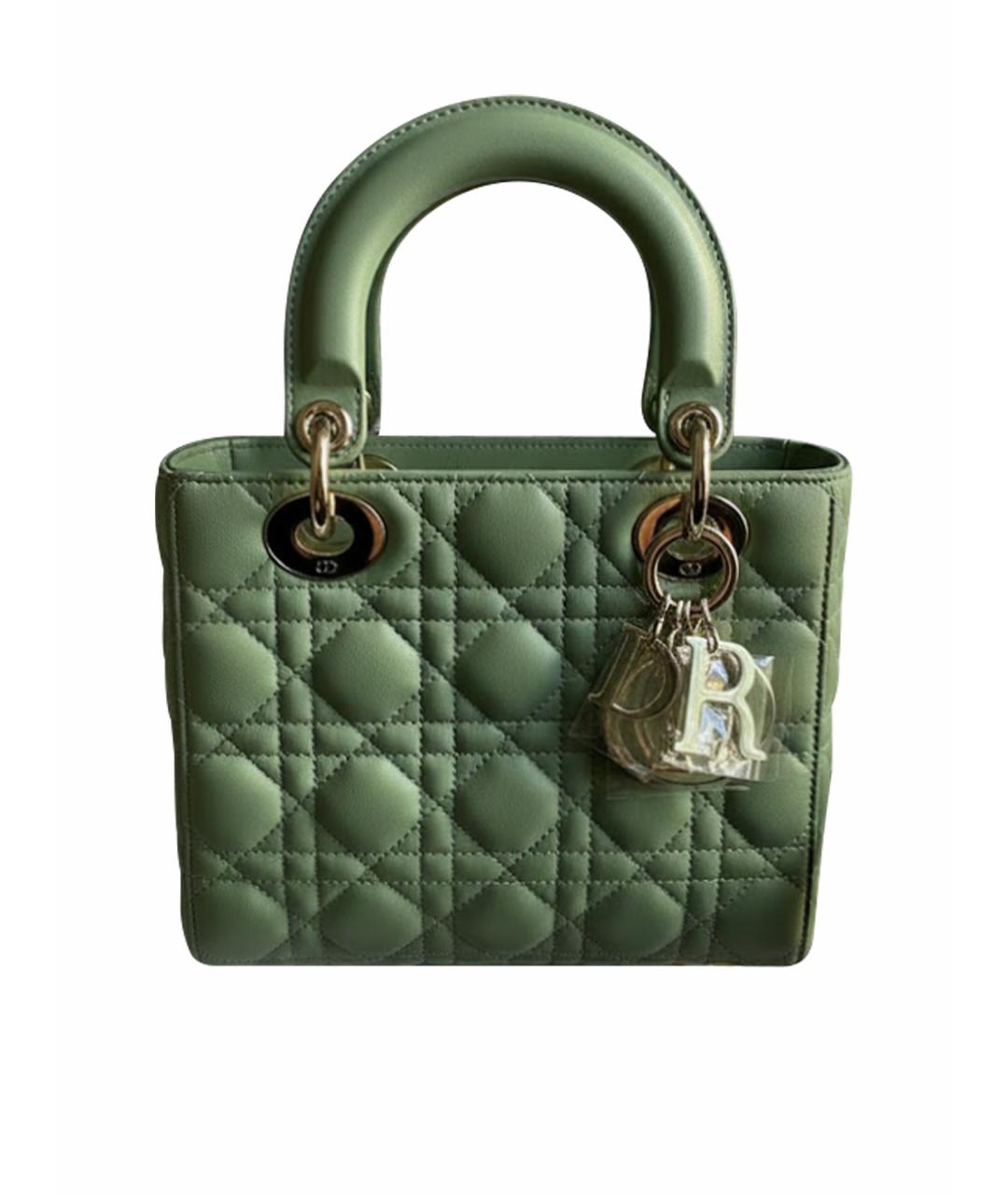 CHRISTIAN DIOR Зеленая кожаная сумка тоут, фото 1