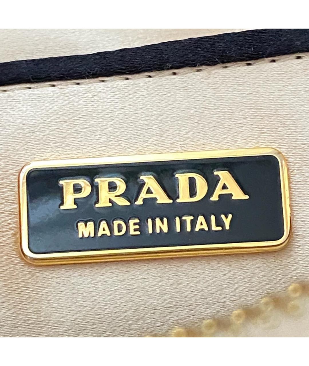 PRADA Бежевая кожаная сумка с короткими ручками, фото 5
