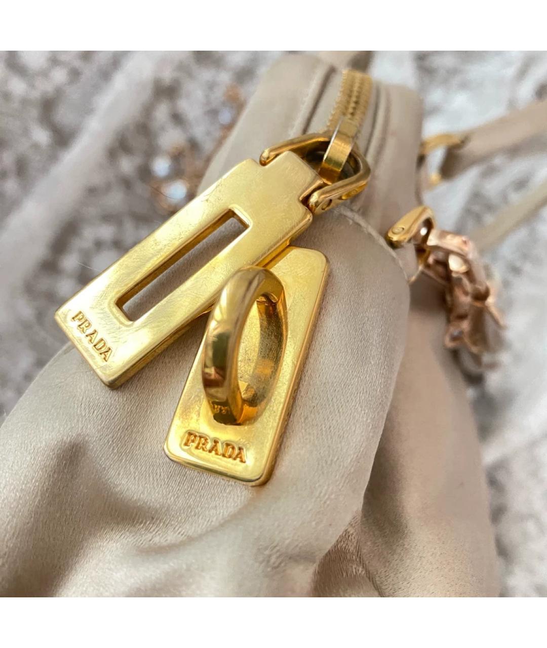 PRADA Бежевая кожаная сумка с короткими ручками, фото 3