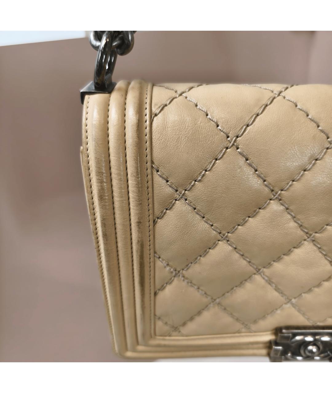 CHANEL Бежевая кожаная сумка через плечо, фото 7