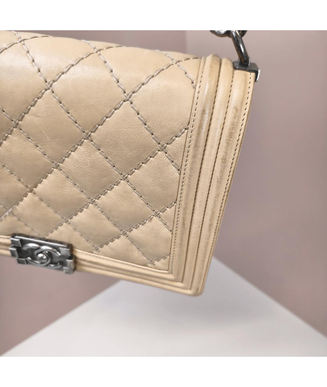 CHANEL Бежевая кожаная сумка через плечо, фото 3