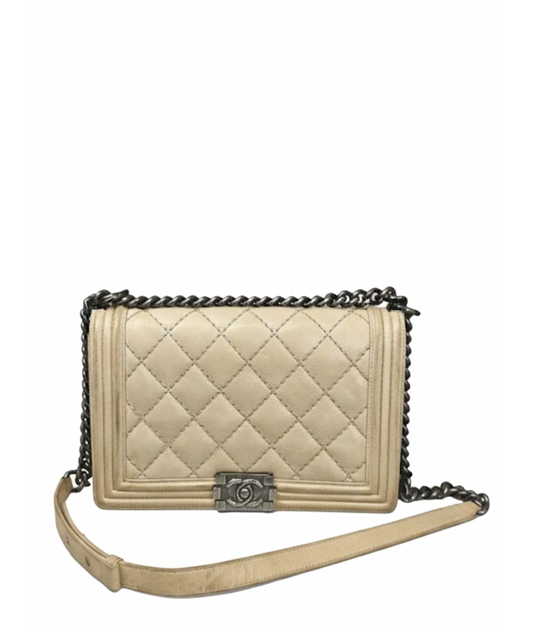 CHANEL Бежевая кожаная сумка через плечо, фото 1