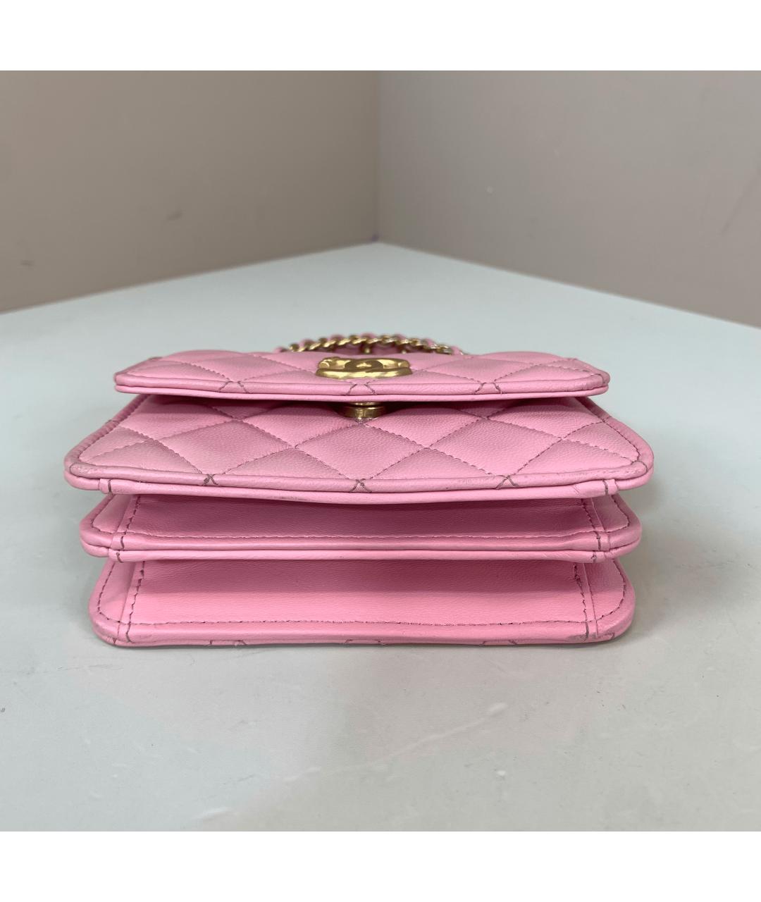 CHANEL Розовая кожаная сумка через плечо, фото 4