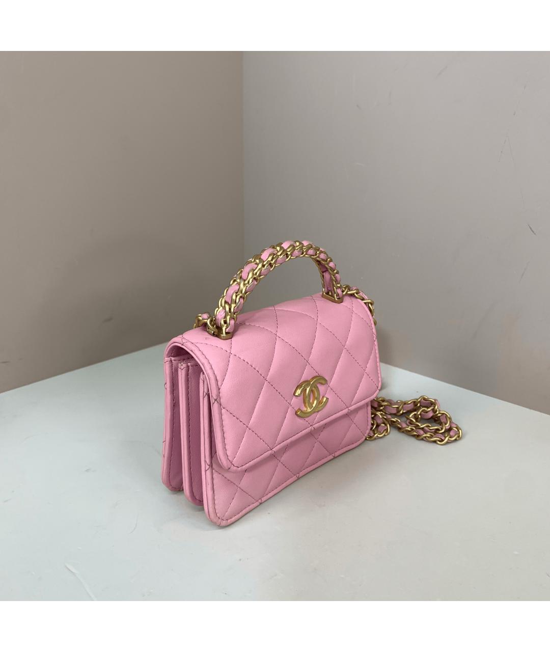 CHANEL Розовая кожаная сумка через плечо, фото 2