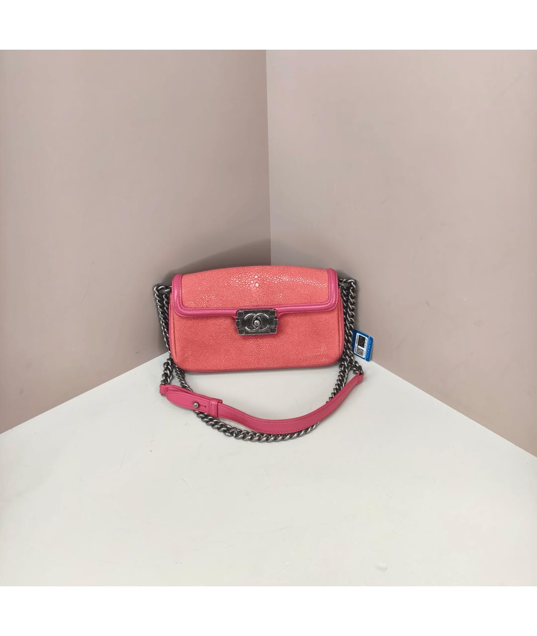 CHANEL Коралловая кожаная сумка через плечо, фото 3