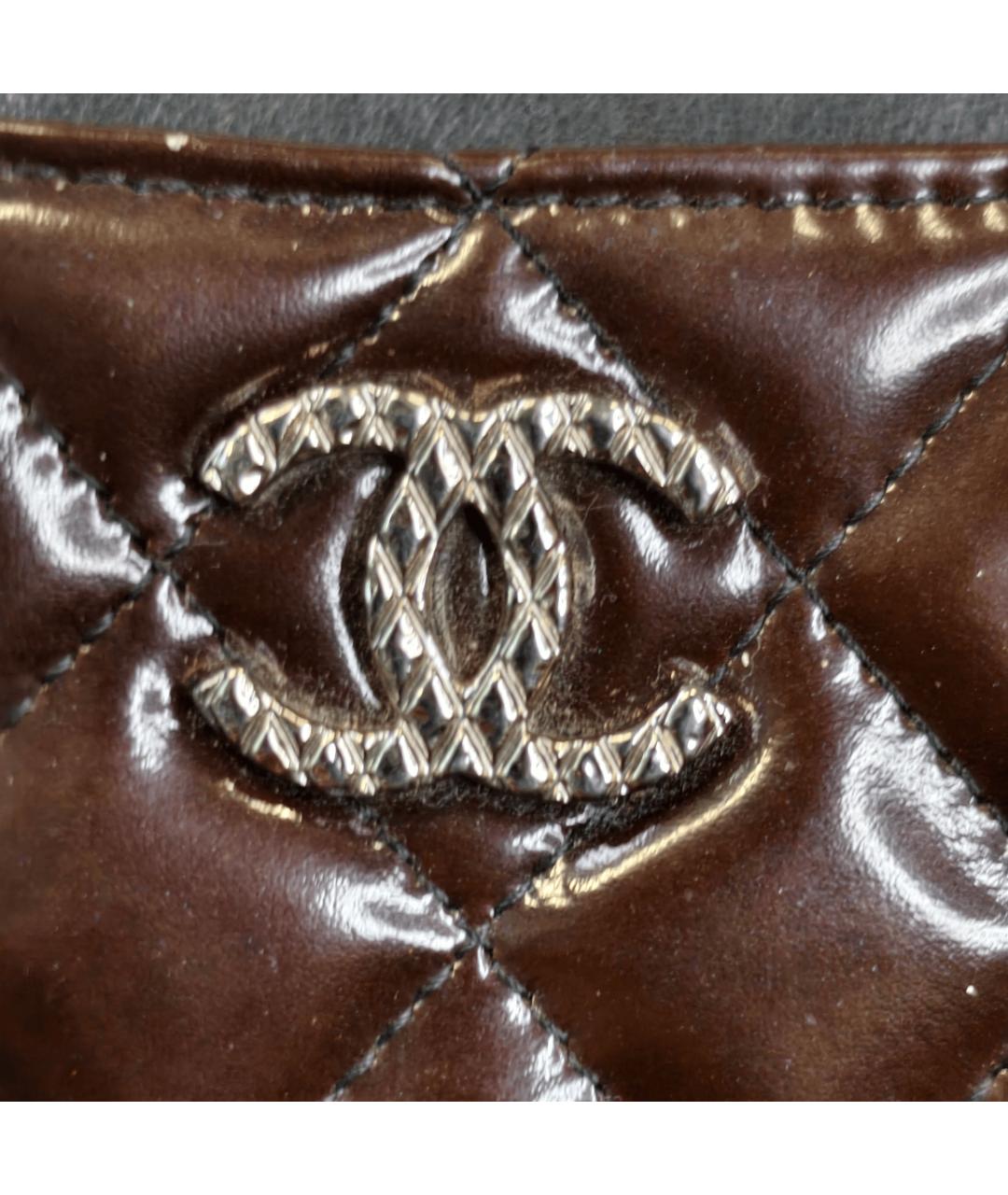 CHANEL Коричневая папка для документов из лакированной кожи, фото 6