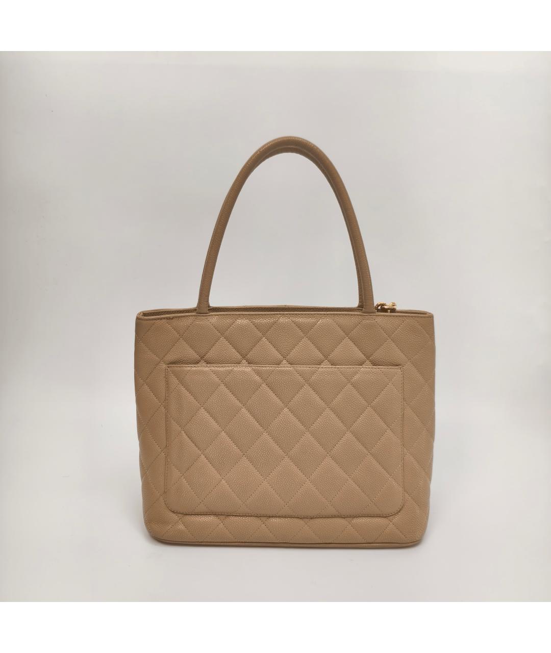 CHANEL Бежевая кожаная сумка через плечо, фото 4