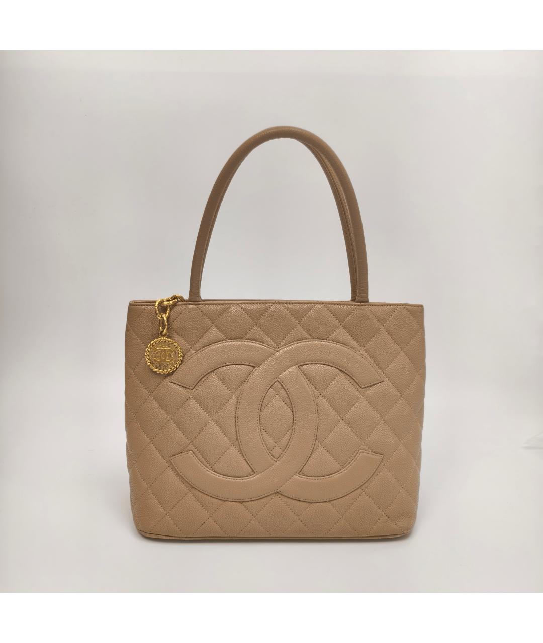 CHANEL Бежевая кожаная сумка через плечо, фото 3