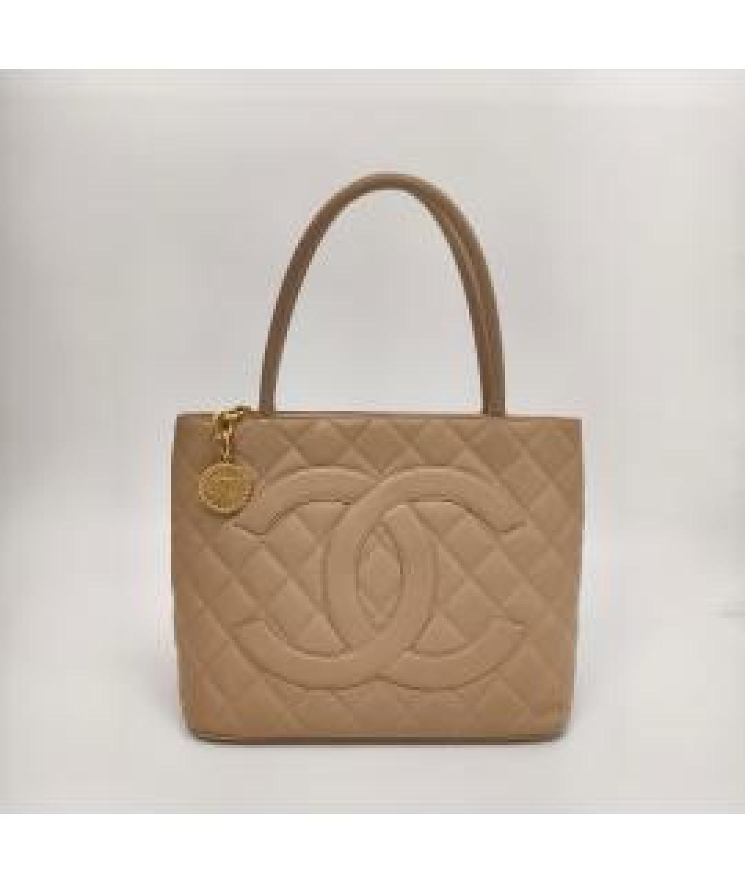 CHANEL Бежевая кожаная сумка через плечо, фото 9