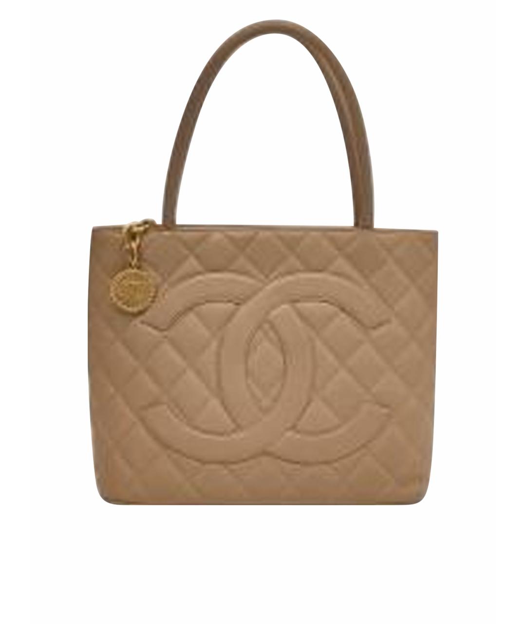 CHANEL Бежевая кожаная сумка через плечо, фото 1