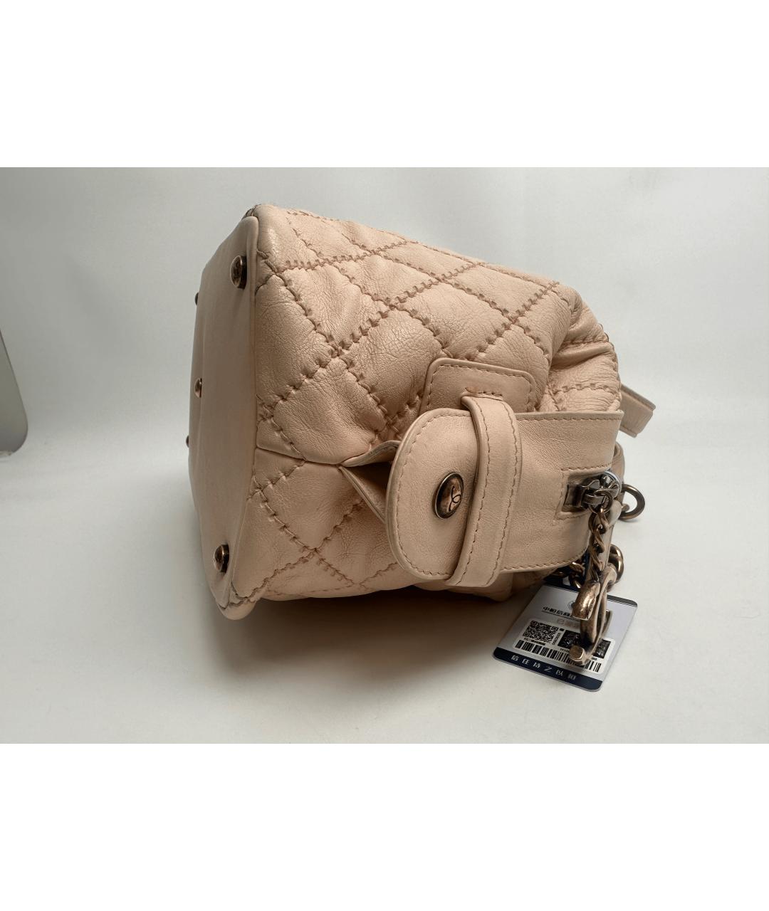 CHANEL Бежевая кожаная сумка с короткими ручками, фото 3