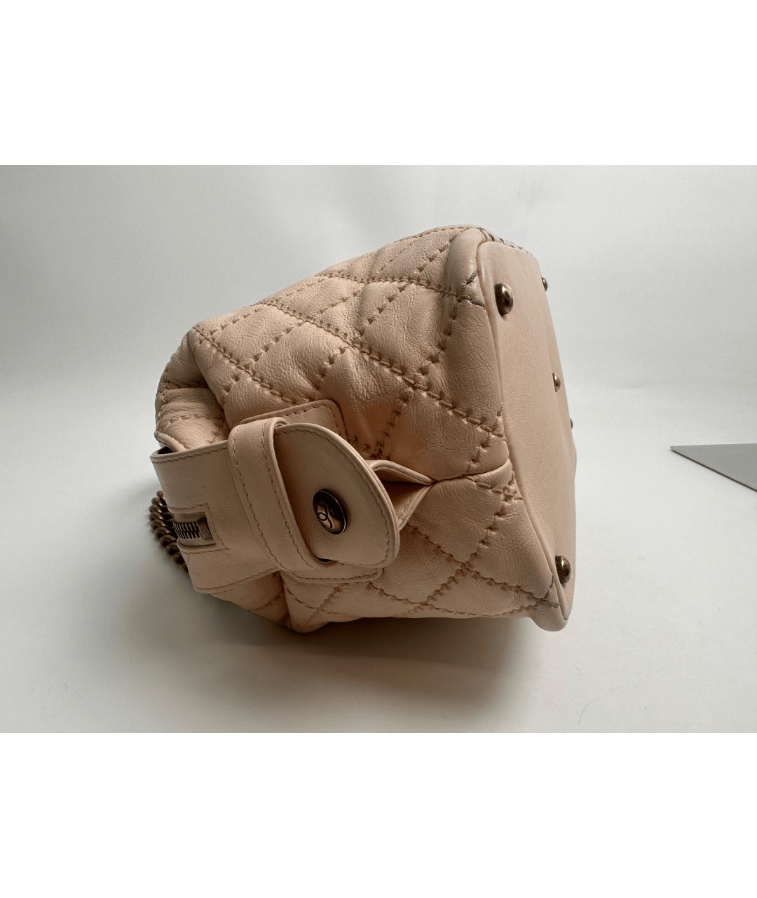 CHANEL Бежевая кожаная сумка с короткими ручками, фото 8