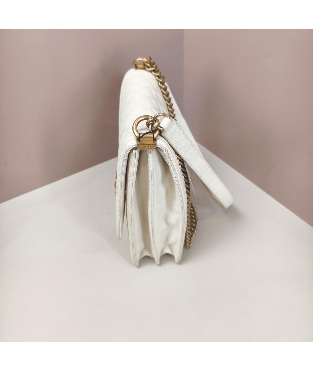 CHANEL Белая кожаная сумка через плечо, фото 8