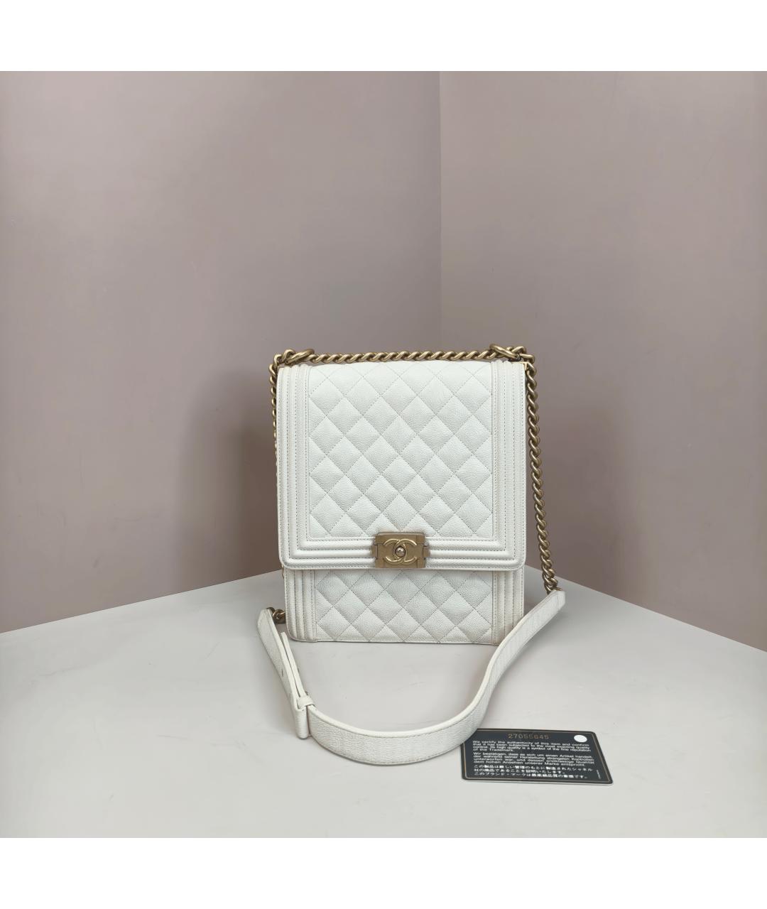 CHANEL Белая кожаная сумка через плечо, фото 10