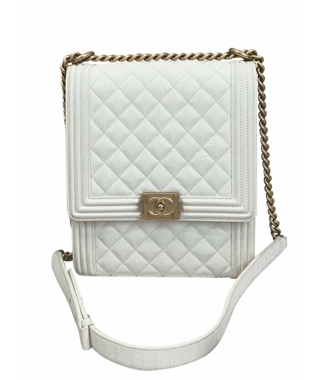 CHANEL Белая кожаная сумка через плечо, фото 1