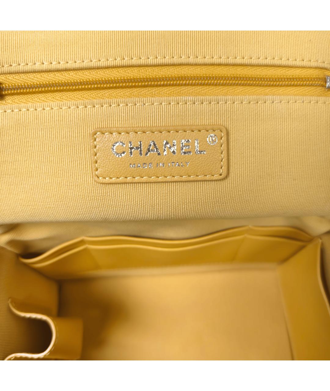 CHANEL Желтая кожаная сумка с короткими ручками, фото 3