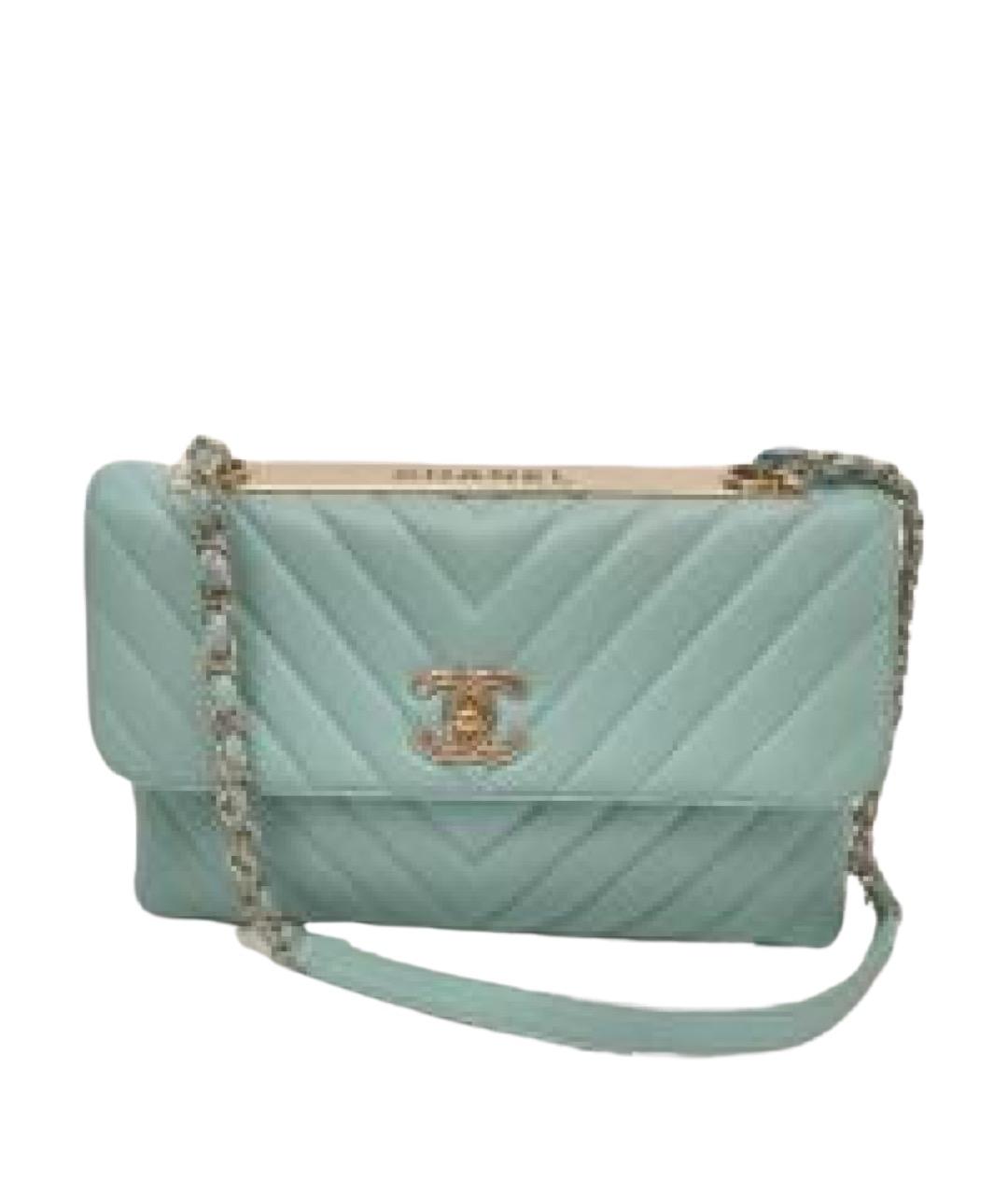 CHANEL Бирюзовая кожаная сумка через плечо, фото 1