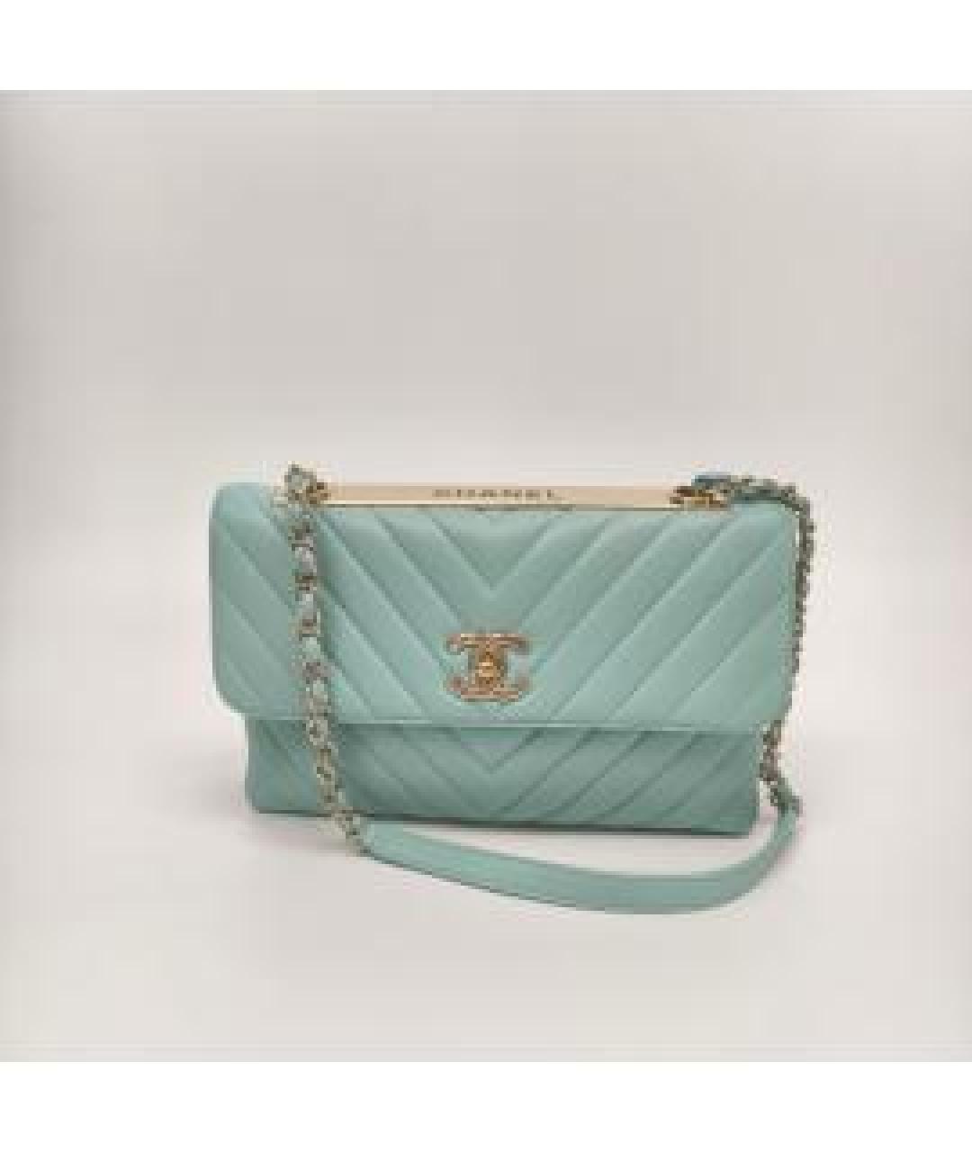 CHANEL Бирюзовая кожаная сумка через плечо, фото 7