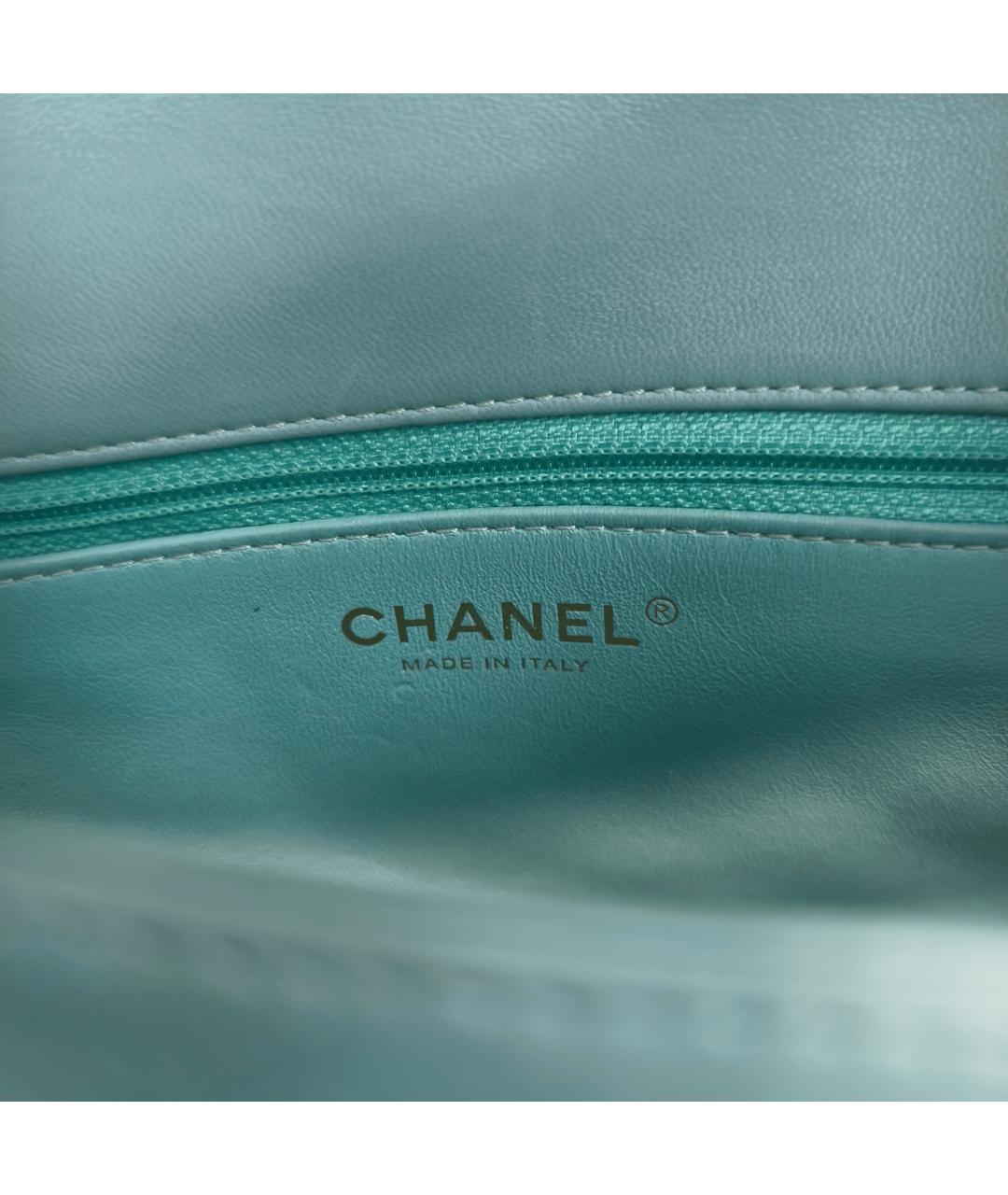CHANEL Бирюзовая кожаная сумка через плечо, фото 3
