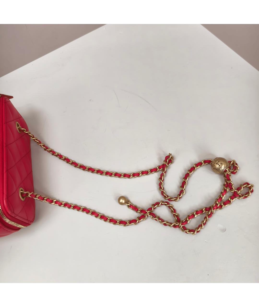 CHANEL Красная кожаная сумка через плечо, фото 7