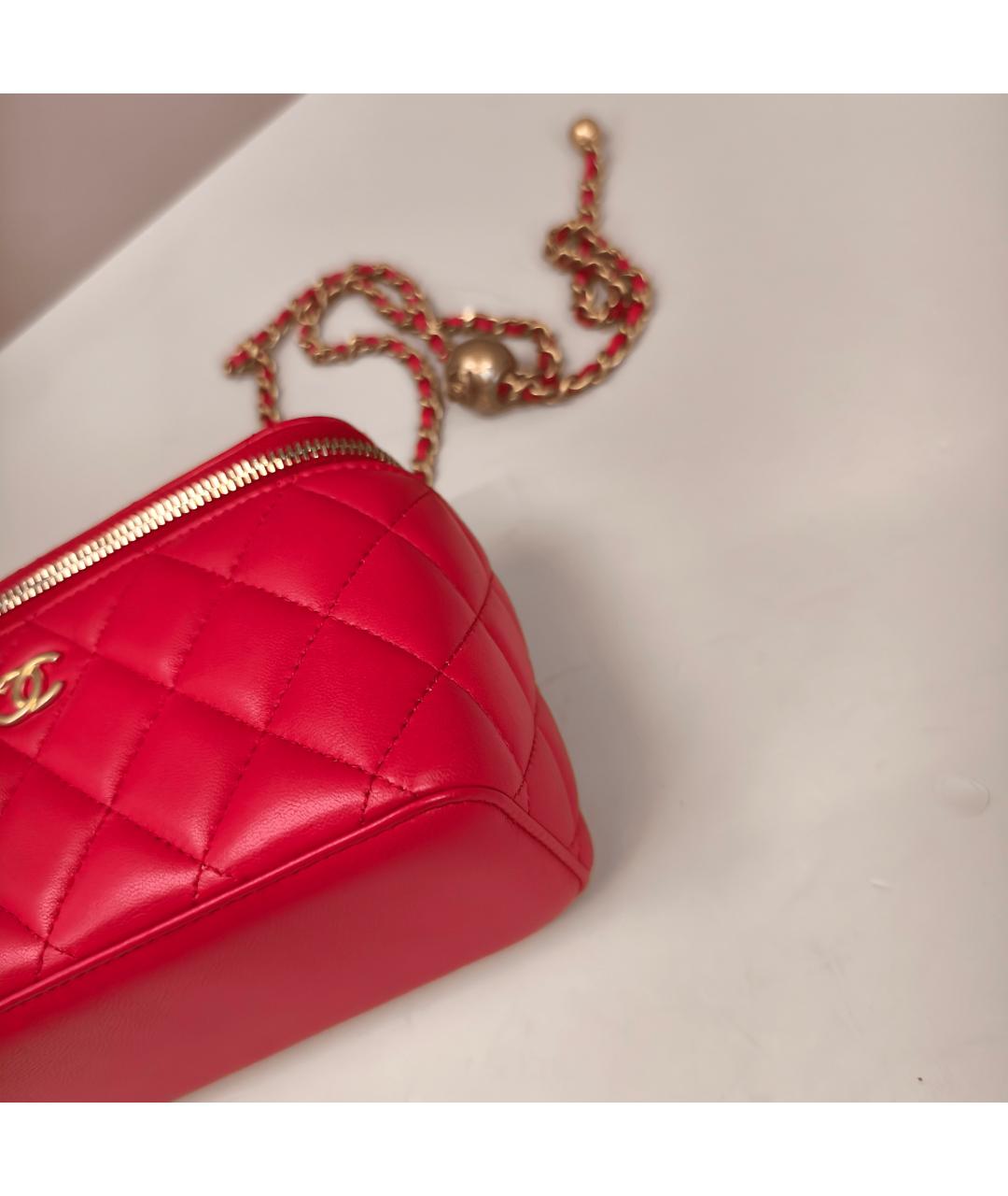 CHANEL Красная кожаная сумка через плечо, фото 9