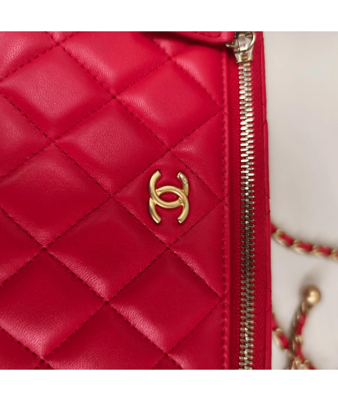 CHANEL Красная кожаная сумка через плечо, фото 6