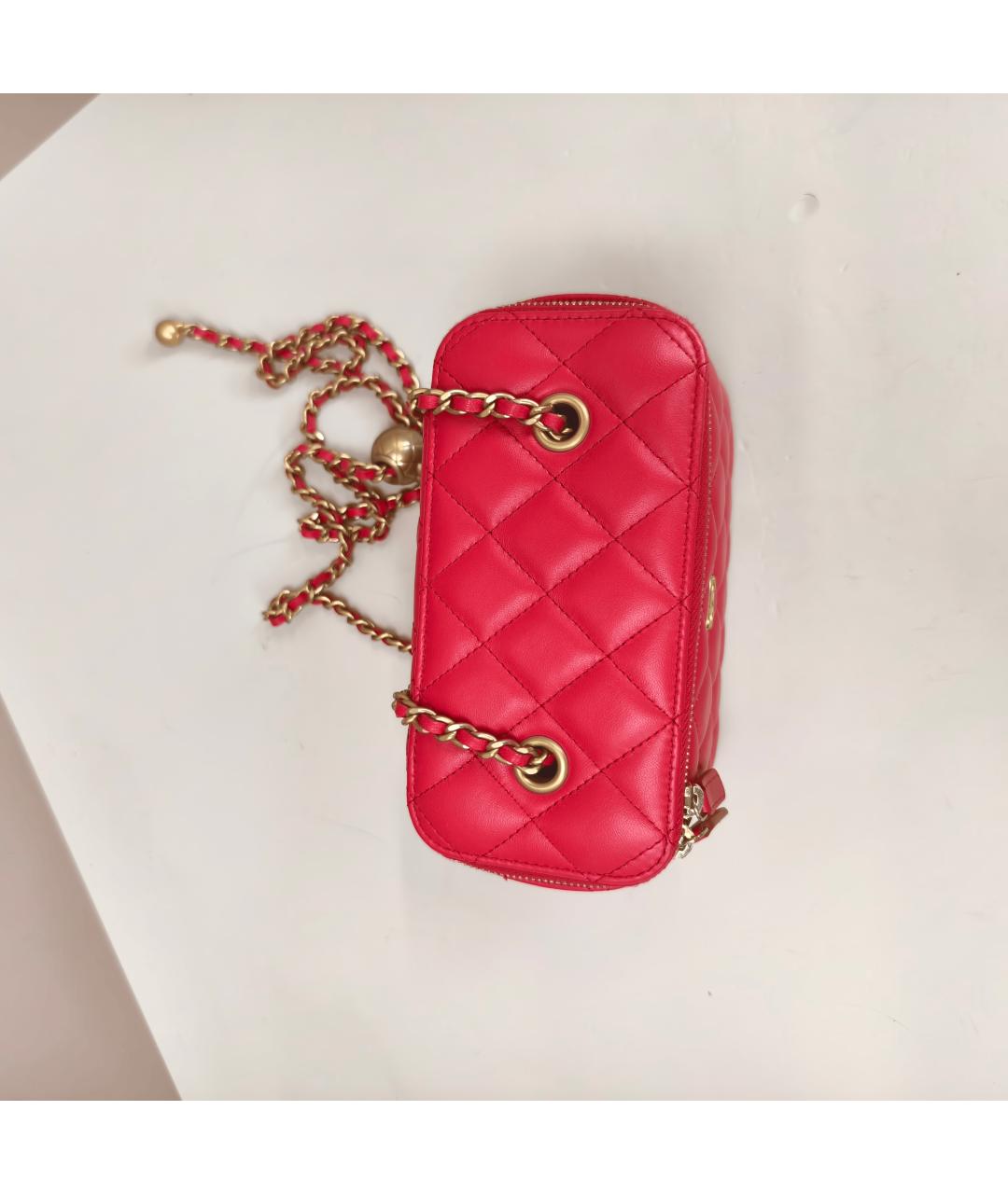 CHANEL Красная кожаная сумка через плечо, фото 5