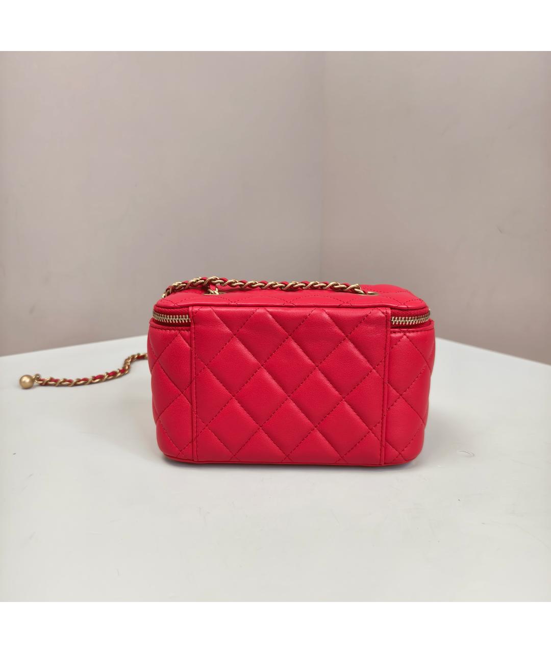 CHANEL Красная кожаная сумка через плечо, фото 8