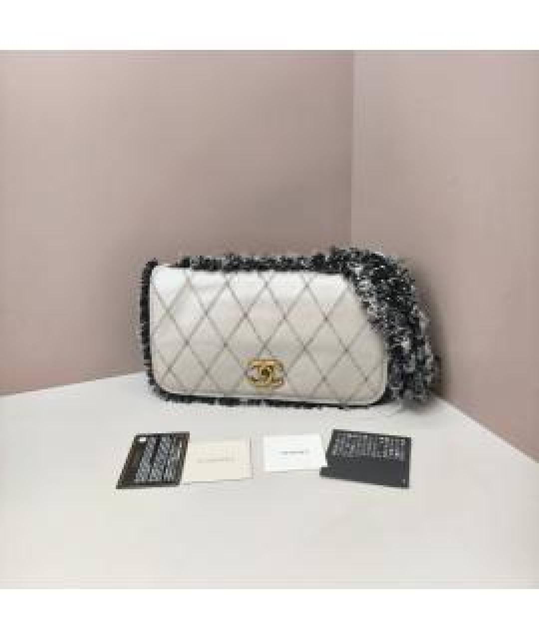 CHANEL Белая кожаная сумка через плечо, фото 5