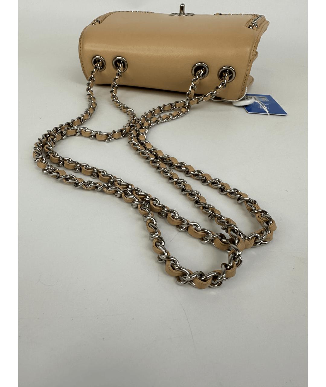 CHANEL Бежевая кожаная сумка через плечо, фото 4