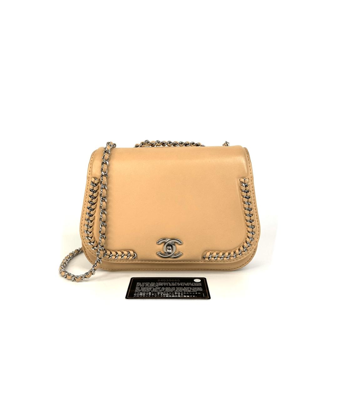 CHANEL Бежевая кожаная сумка через плечо, фото 9