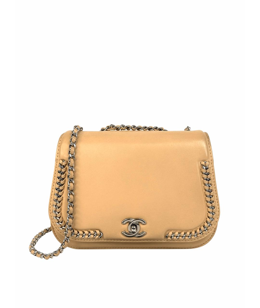 CHANEL Бежевая кожаная сумка через плечо, фото 1