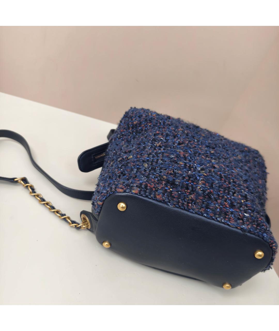 CHANEL Синий твидовый рюкзак, фото 8