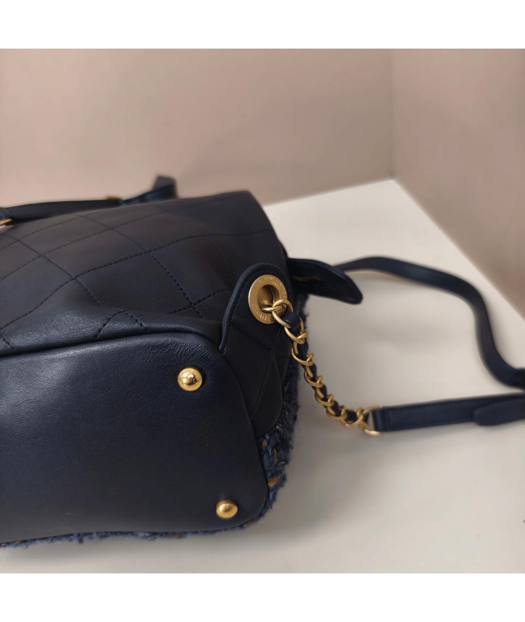 CHANEL Синий твидовый рюкзак, фото 9