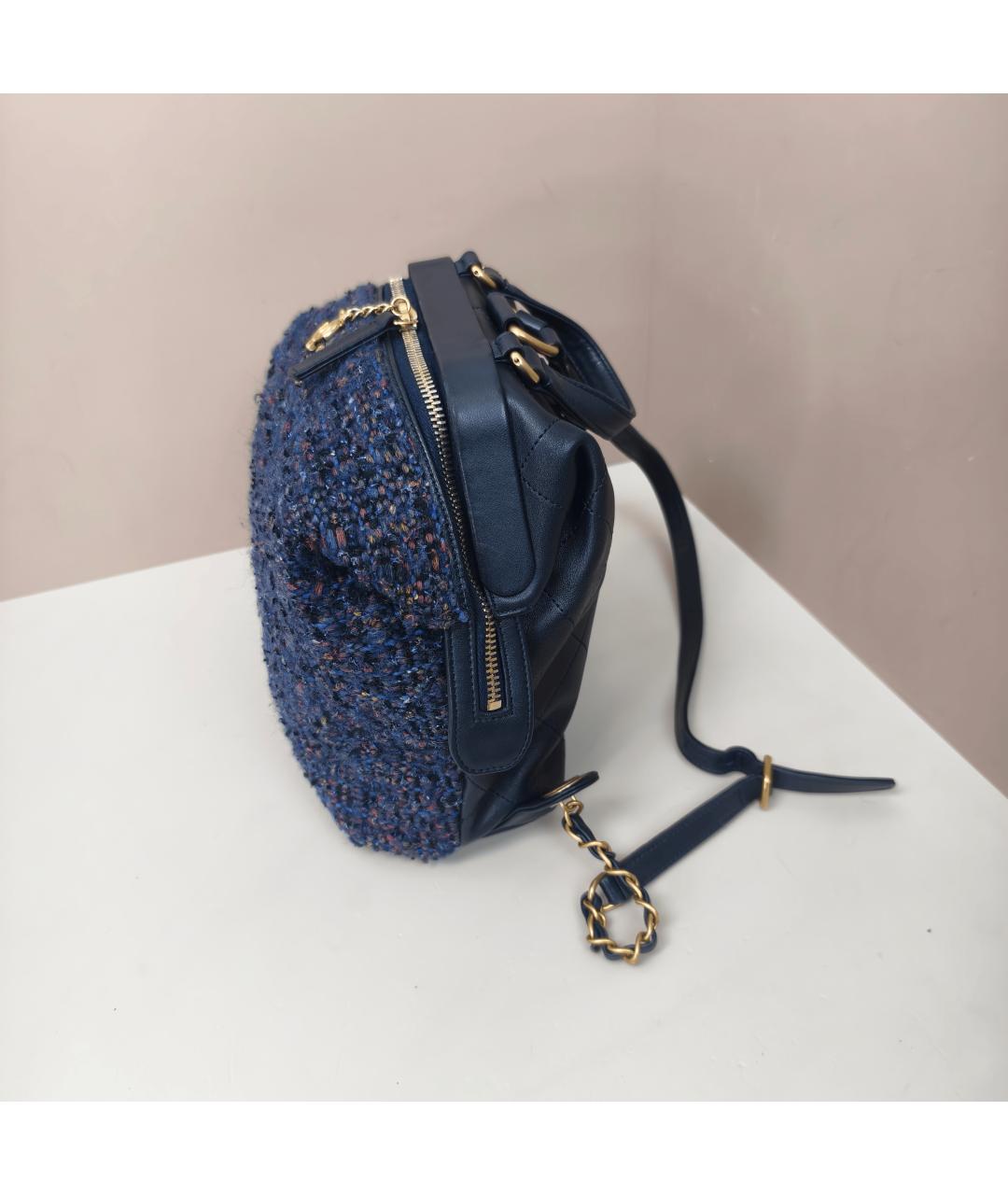 CHANEL Синий твидовый рюкзак, фото 5
